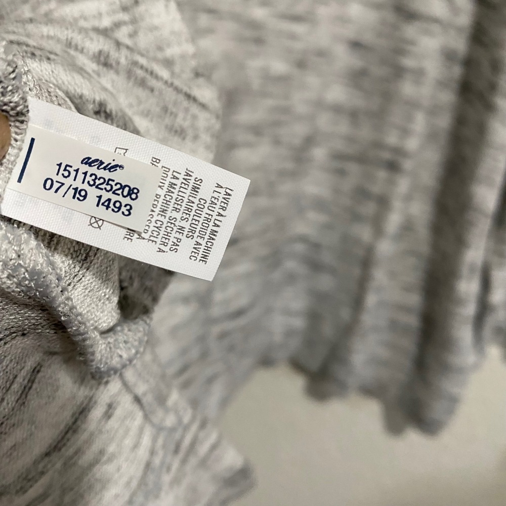 New Aerie Women Gray Heathered Long Sleeve Raglan Sweatshirt Top XL basic staple - Picture 5 of 8